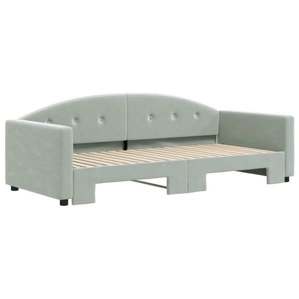 vidaXL Tagesbett Ausziehbar Hellgrau 90x190 cm Samt