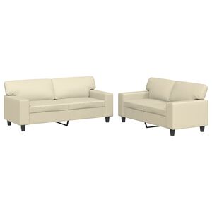 vidaXL 2-tlg. Sofagarnitur Creme Kunstleder