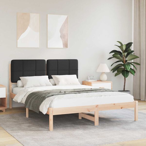 vidaXL Bettgestell mit gepolstertem Kopfteil Schwarz 140 x 190 cm
