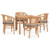 vidaXL 5-tlg. Garten-Essgruppe mit Kissen Massivholz Teak