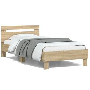 vidaXL Bettgestell ohne Matratze mit Kopfteil Sonoma-Eiche 100x200 cm