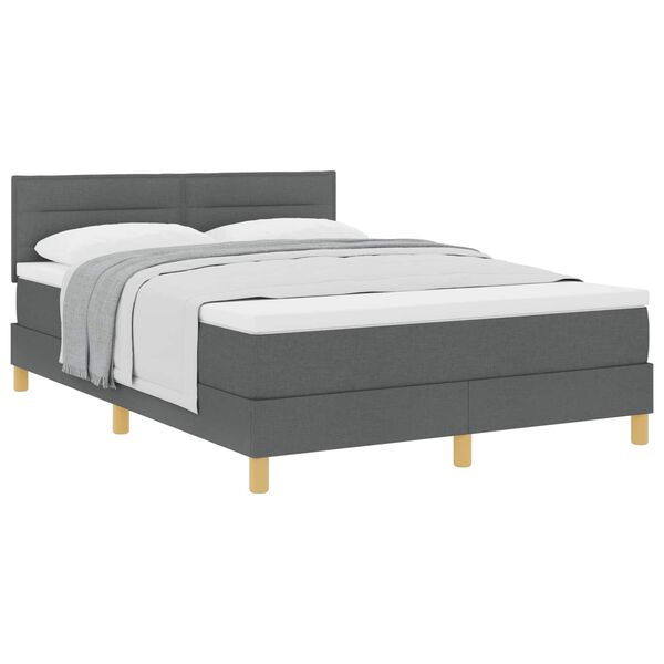 vidaXL Boxspringbett mit Matratze Dunkelgrau 160 x 200 cm Stoff