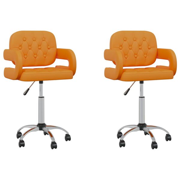 vidaXL Esszimmerst&uuml;hle 2 Stk. Drehbar Orange Kunstleder