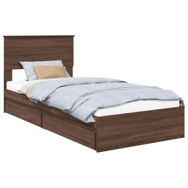 vidaXL Aufbewahrungsbett Braun Eichen-Optik 90 x 200 cm Holzwerkstoff