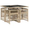 vidaXL 5-tlg. Garten-Essgruppe mit Kissen Beigemischung Poly Rattan