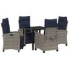 vidaXL Garten Essgruppe mit Kissen 5 pcs Grau Poly-Rattan