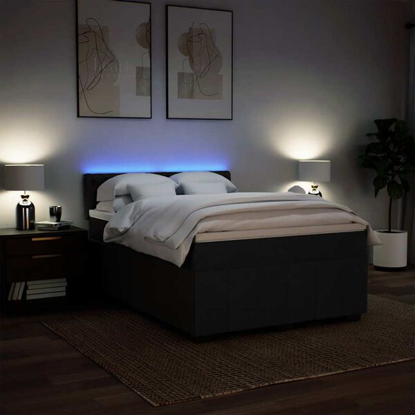 vidaXL Boxspringbett mit Matratze Schwarz 140x190 cm Stoff