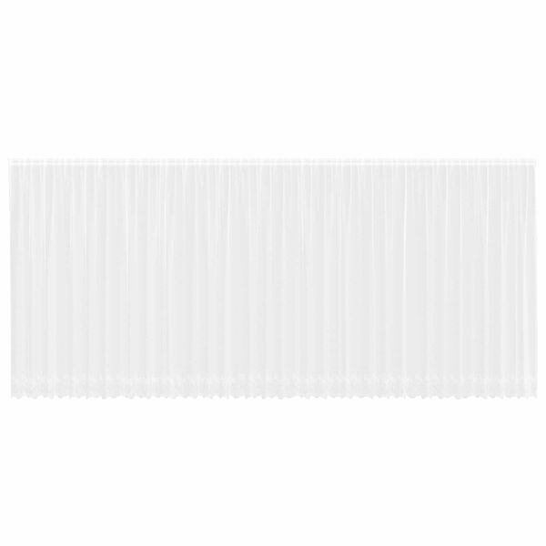 vidaXL Spitzenvorhang mit Vorh&auml;ngen Floral Wei&szlig; 240x900cm Polyester