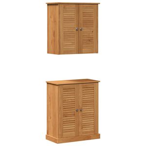 vidaXL Badezimmerm&ouml;bel-Set mit Regal VIGO 2 pcs Braun und Honigbraun