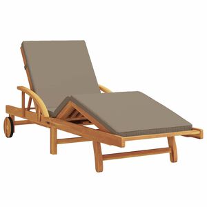 vidaXL Sonnenliege mit Kissen Taupe 200 x 67 x 84cm Massivholz Akazie