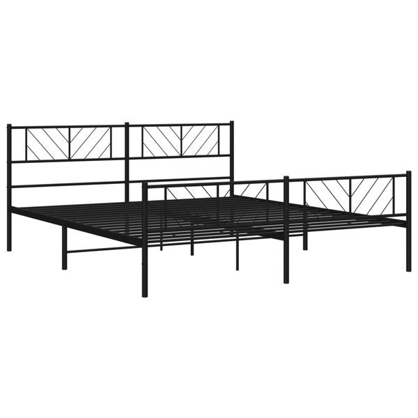 vidaXL Bettgestell mit Kopf- und Fu&szlig;teil Metall Schwarz 200x200 cm
