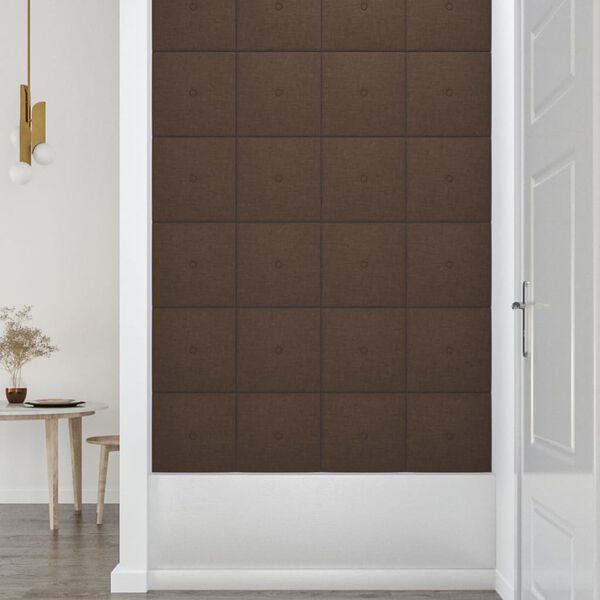 vidaXL Wandpaneele 12 Stk. Braun 30x30 cm Stoff 1,08 m&sup2;