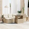 vidaXL Garten-Sofa-Set mit Kissen mit Speicher 7 pcs Beige Poly Rattan