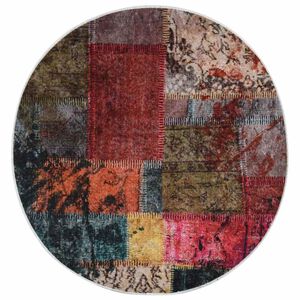 vidaXL Teppich Waschbar Patchwork Mehrfarbig &phi;120 cm