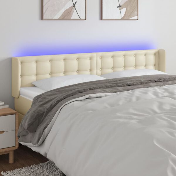 vidaXL LED Kopfteil Creme 183x16x78/88 cm Kunstleder