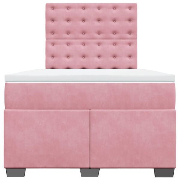 vidaXL Boxspringbett mit Matratze Rosa 120x190 cm Samt