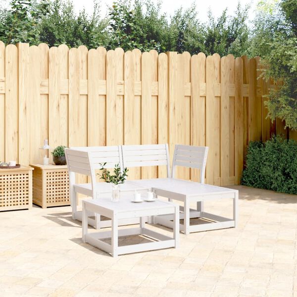 vidaXL 3-tlg. Garten-Sofagarnitur Wei&szlig; Massivholz Kiefer