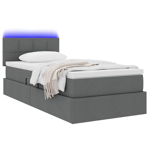 vidaXL Bett mit Stauraum und LED mit LED Dunkelgrau 100 x 200 cm Stoff