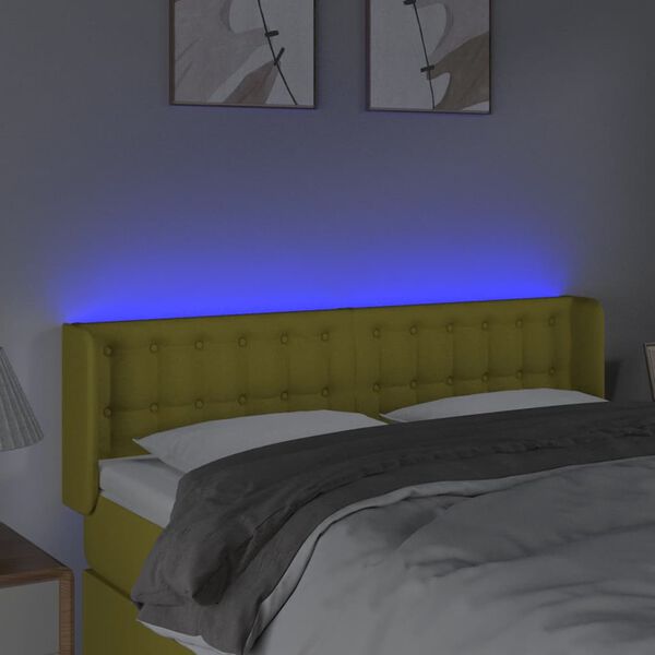 vidaXL LED Kopfteil Gr&uuml;n 147x16x78/88 cm Stoff