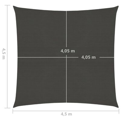 vidaXL Sonnensegel 160 g/m² Anthrazit 4,5x4,5 m HDPE