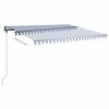 vidaXL Standmarkise Einziehbar Handbetrieben 450x350 cm Blau/Wei&szlig;