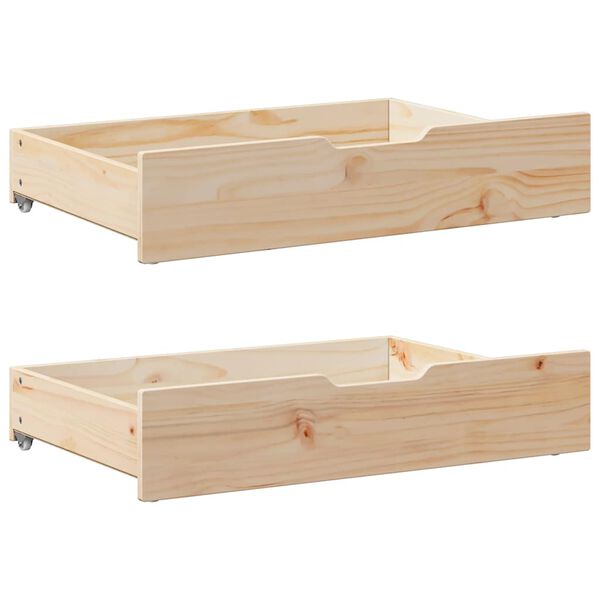 vidaXL Bettschubladen mit Rollen 2 Stk. 80x55x17 cm Massivholz Kiefer