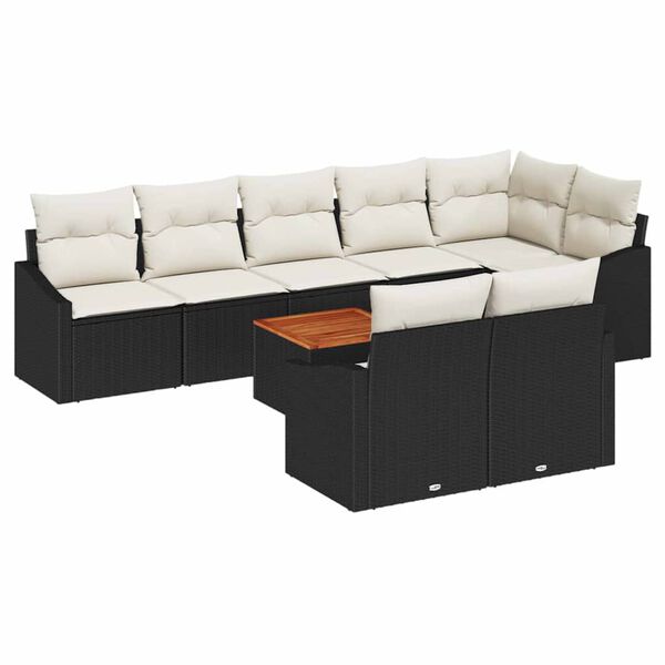 vidaXL Gartensofa-set mit Speicher 9 pcs Schwarz und Creme Poly-Rattan