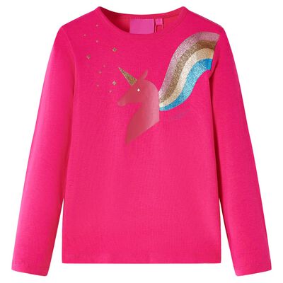 Kinder-Langarmshirt Knallrosa 140