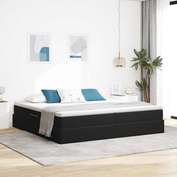 vidaXL Aufbewahrungsbett mit Matratze Schwarz 200 x 200 cm Samt