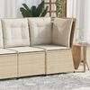 vidaXL Garten-Ecksofa mit Kissen Beige Poly Rattan