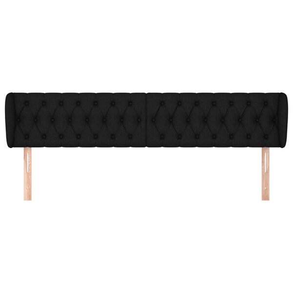 vidaXL Kopfteil mit Ohren Schwarz 183x23x78/88 cm Stoff