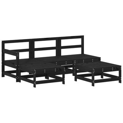 vidaXL 5-tlg. Garten-Lounge-Set Schwarz Massivholz Kiefer