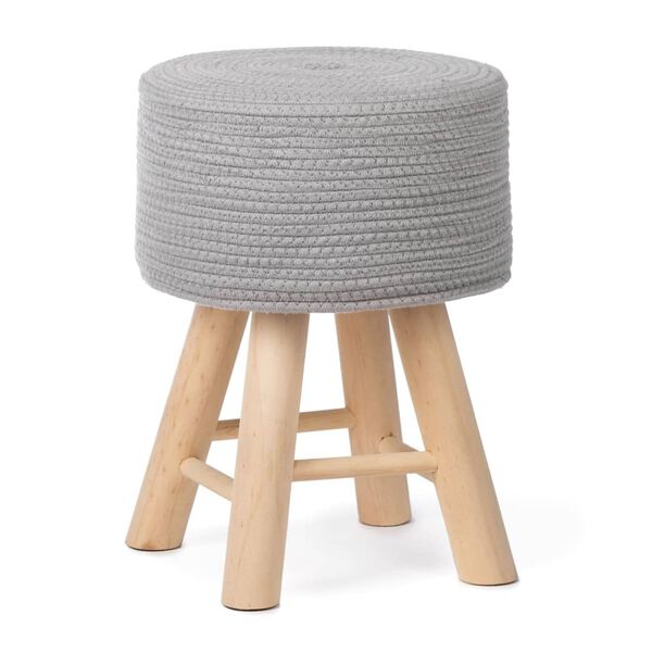 KidsDepot Hocker Iggy 29 cm Baumwolle und Holz Grau