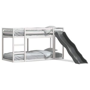 vidaXL Etagenbett mit Rutsche & Leiter Wei&szlig; 90x190cm Massivholz Kiefer