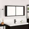 vidaXL LED Spiegel-Schrank Schwarz Eichen-Optik 100 x 12 x 45 cm
