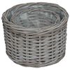 vidaXL Blumentopf Korb mit Speicher 2 pcs Grau Kubu Rattan