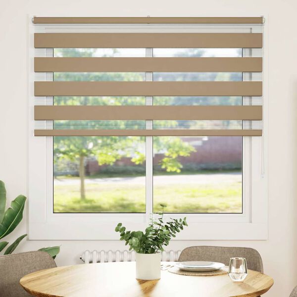 vidaXL Doppelrollo Sandbraun 150x100 cm Stoffbreite 145,9 cm Polyester