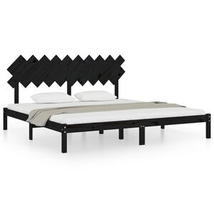 vidaXL Massivholzbett Schwarz 200x200 cm