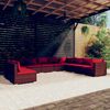 vidaXL 10-tlg. Garten-Lounge-Set mit Kissen Braun Poly Rattan