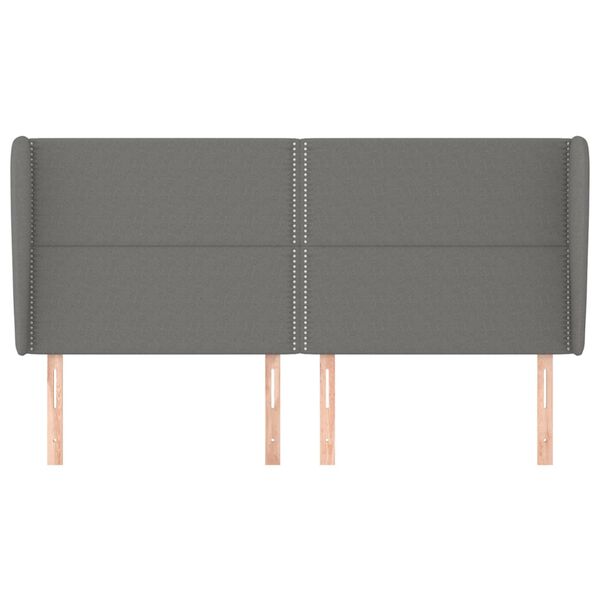 vidaXL Kopfteil mit Ohren Dunkelgrau 203x23x118/128 cm Stoff