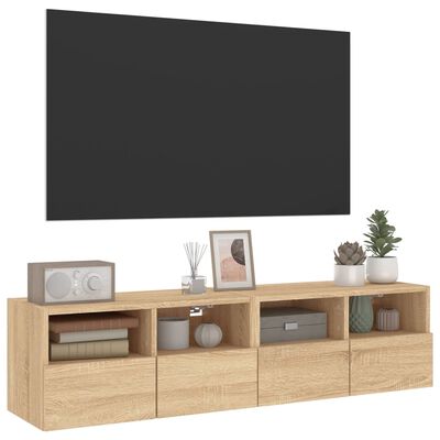 vidaXL TV-Wandschränke 2 Stk. Sonoma-Eiche 60x30x30 cm Holzwerkstoff