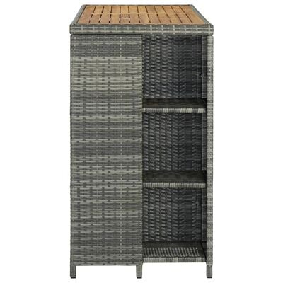 vidaXL Bartisch mit Regal Grau 120x60x110 cm Poly Rattan