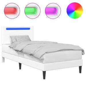 vidaXL Bettrahmen mit LED-Lichtleisten Wei&szlig; 80 x 200 cm Kunstleder
