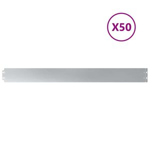vidaXL Raseneinfassung 50 Stk. 10 x 103 cm Verzinkter Stahl Silber