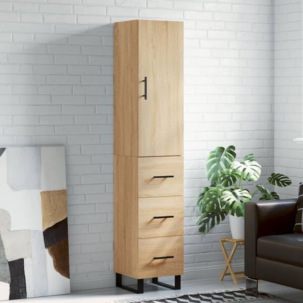 vidaXL Highboard Sonoma-Eiche 34,5x34x180 cm Holzwerkstoff