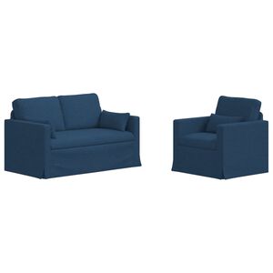 vidaXL Sofa Set 2 stk. Blau Stoff