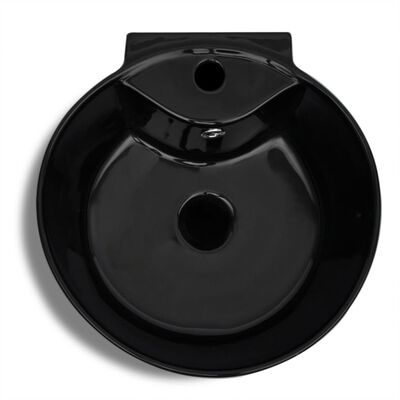 vidaXL Standwaschbecken Keramik mit Loch für Überlauf/Armatur Schwarz