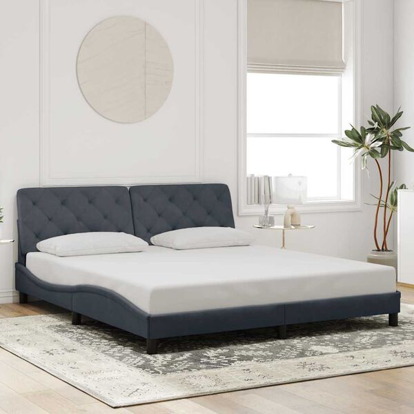 vidaXL Bettgestell ohne Matratze Dunkelgrau 200x200 cm Samt