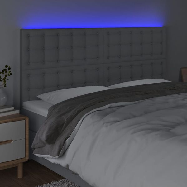 vidaXL LED Kopfteil Hellgrau 160x5x118/128 cm Stoff