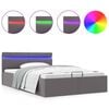 vidaXL Bett mit Bettkasten Hydraulisch LED Grau Kunstleder 140x200 cm